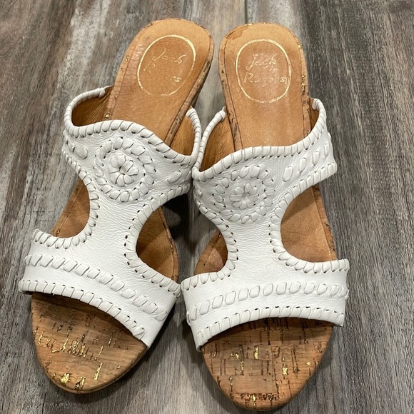 Jack Roger White Wedge Sandals - Picture 1 of 8